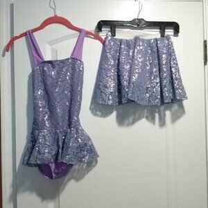 Girls Large Purple Two Piece Dance Costume